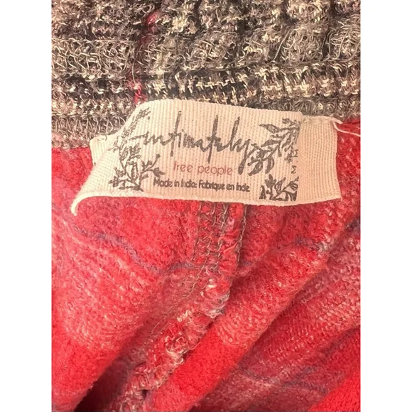 Free People Red Plaid Boho Lounge Pants Women’s Size Medium Hippie Lagenlook - Picture 5 of 6